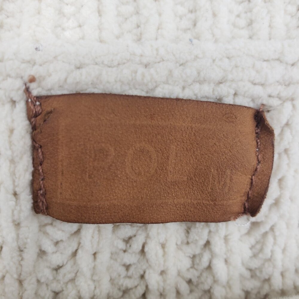 POL Distressed Striped Chenille Sweater Women M Cream Oversized Chunky Grunge - Picture 3 of 7